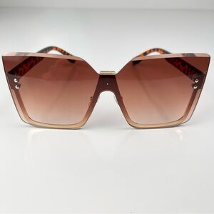 2/$25 SALE Women’s Fashion Square Rimless Sunglasses Cheetah/gold Amber lenses